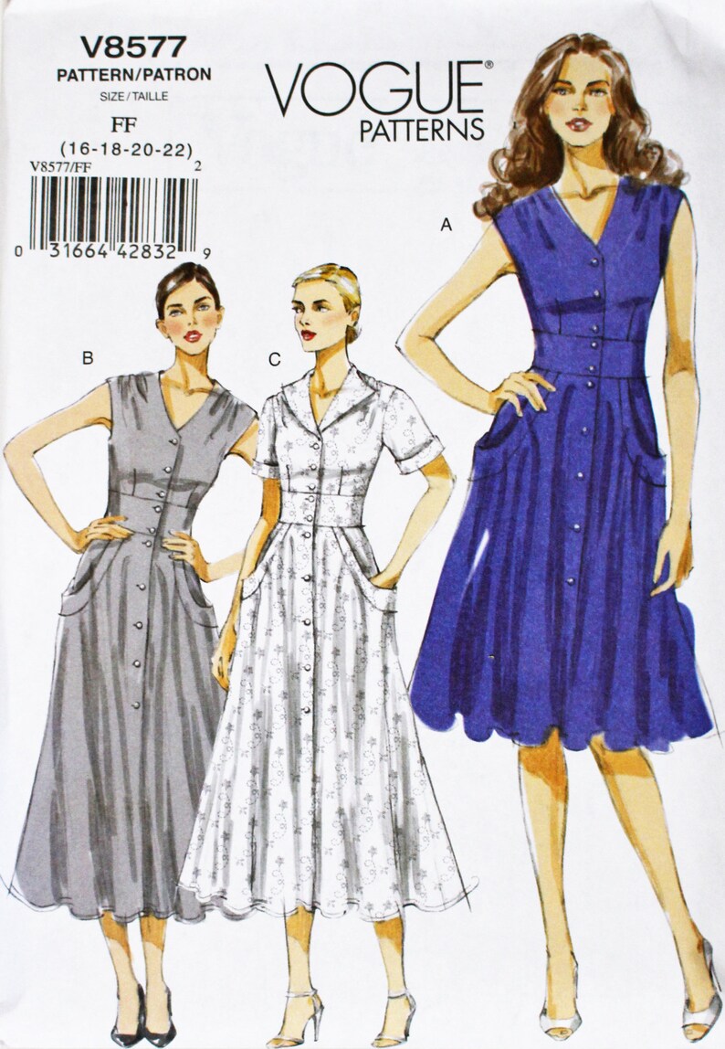 Vogue Sewing Pattern for Romantic Dress With Pockets Vogue - Etsy