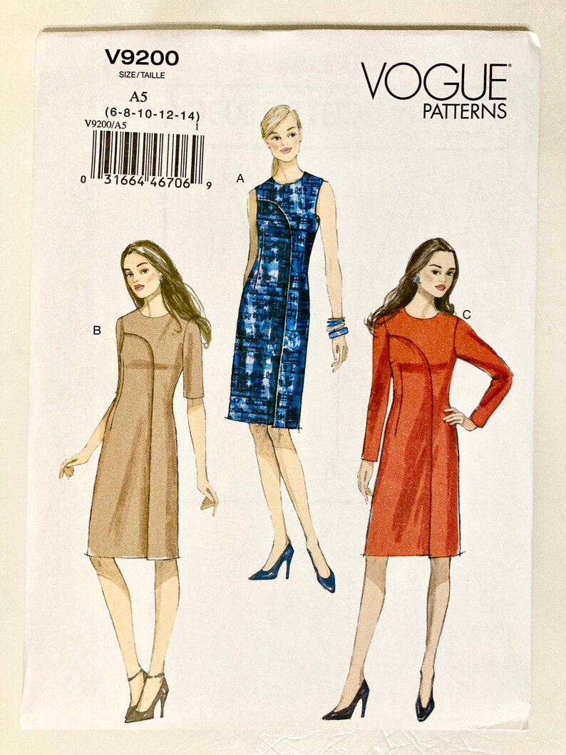 Sewing Pattern for Dress Vogue 9200 Easy Bust 30.5 to 36 - Etsy