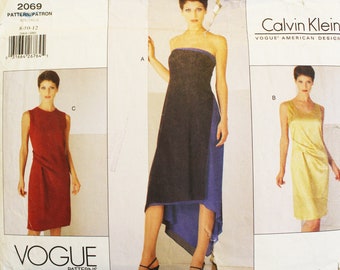 Designer Calvin Klein - Vogue 2069 - Vogue American Designer Original - sewing pattern for evening gown / dress - sizes 8 to 12 UNCUT