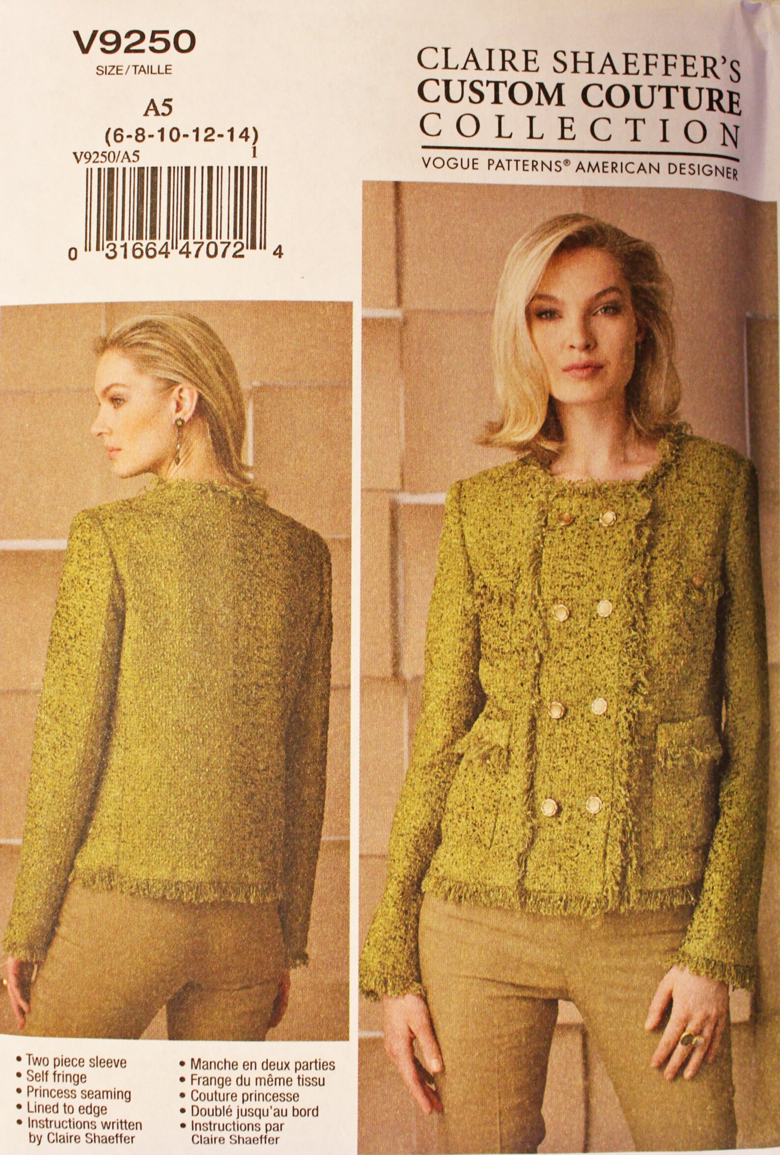 Claire Shaeffer sewing pattern for jacket Vogue Patterns Etsy