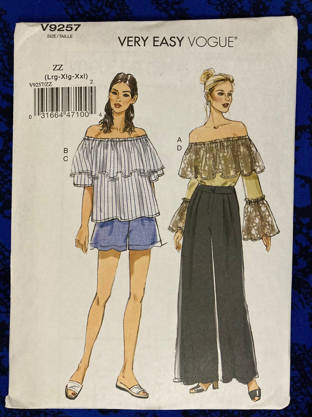 Vogue Sewing Pattern for Top Pants and Shorts - Vogue 9257 - Very Easy ...