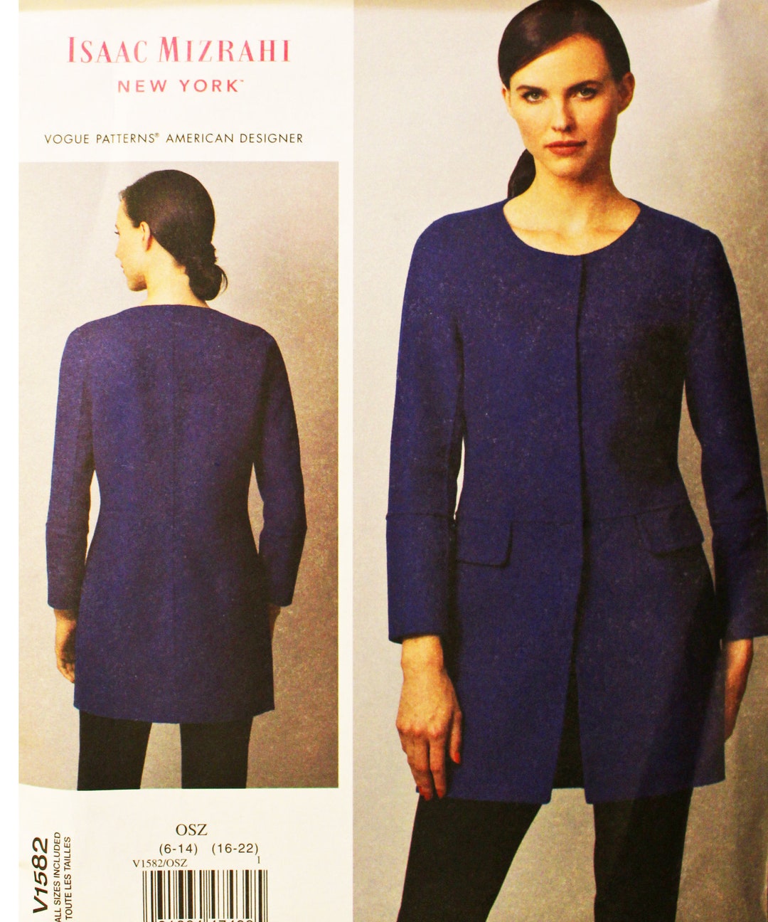 Azrael Sewing Pattern Isaac Mizrahi Jacket Sewing Pattern – Vogue 1582, UNCUT Sizes 6-22 - Etsy