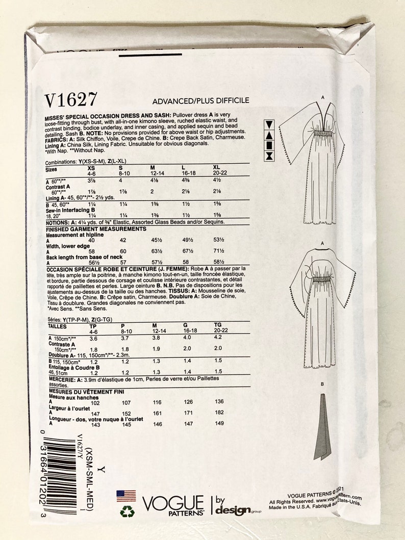 Zandrra Rhodes Patterns Designer Zandra Rhodes Sewing Pattern for Dress / Caftan / Kimono ...