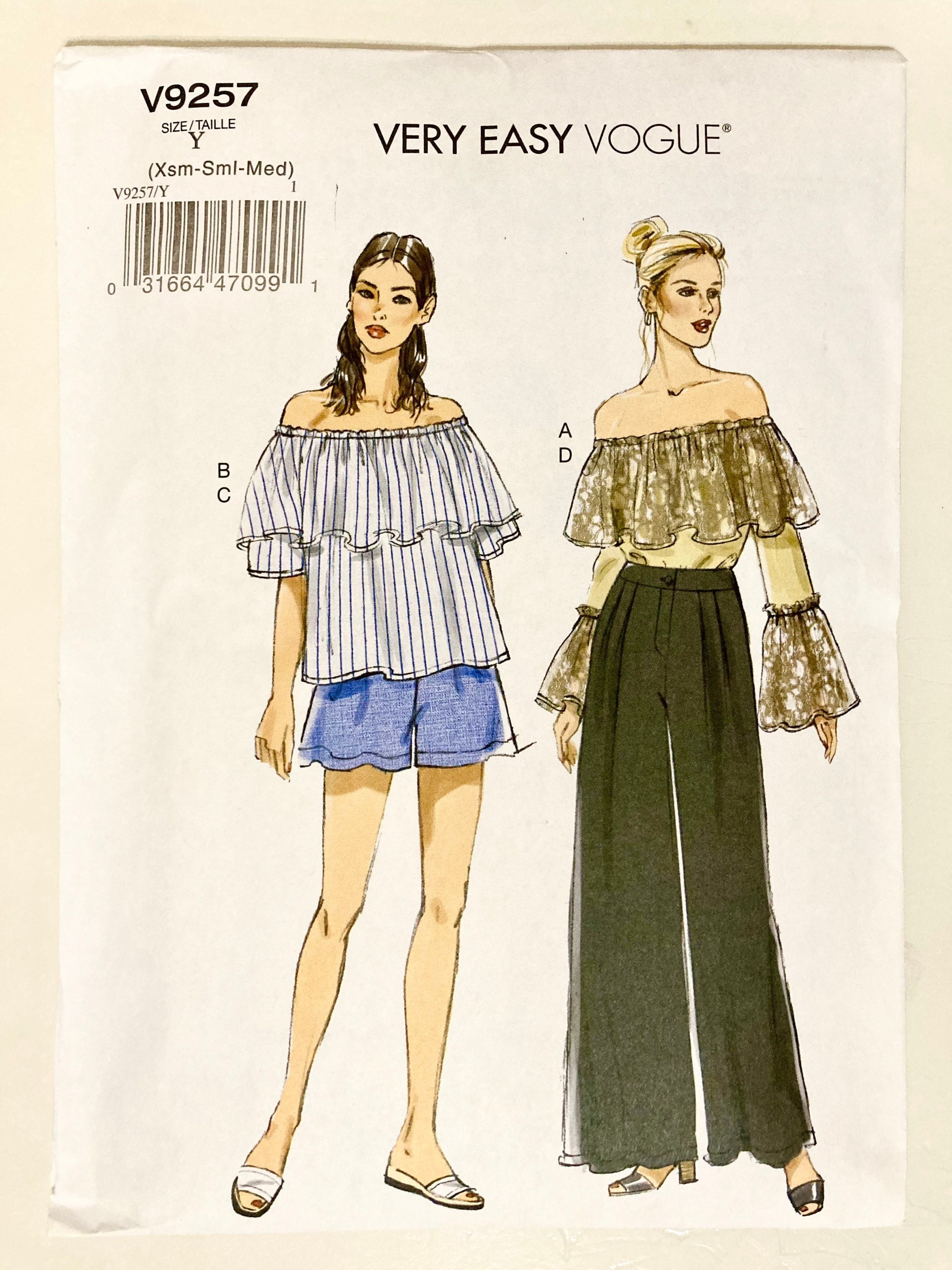 Vogue Sewing Pattern for Top Pants and Shorts - Vogue 9257 - Very Easy ...