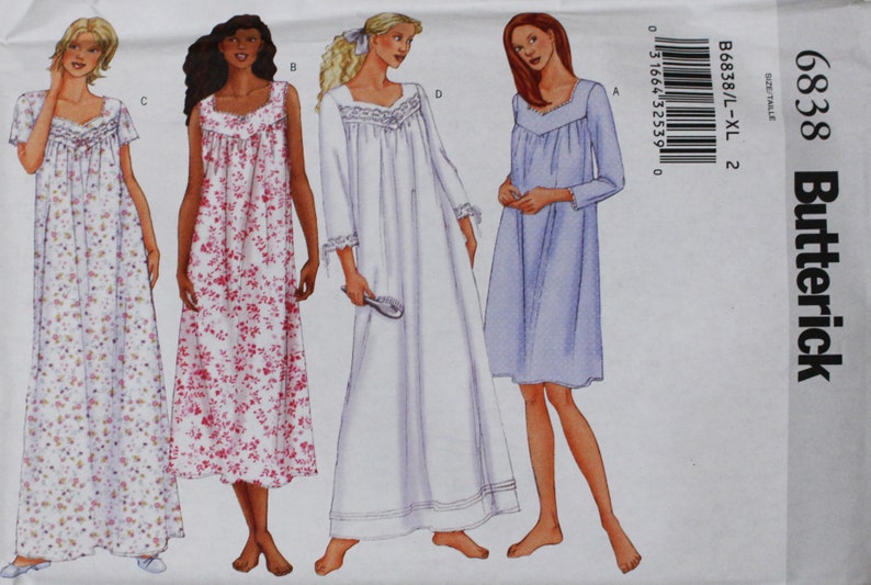 Sewing Pattern for Romantic Nightgown Butterick 6838 Sizes | Etsy