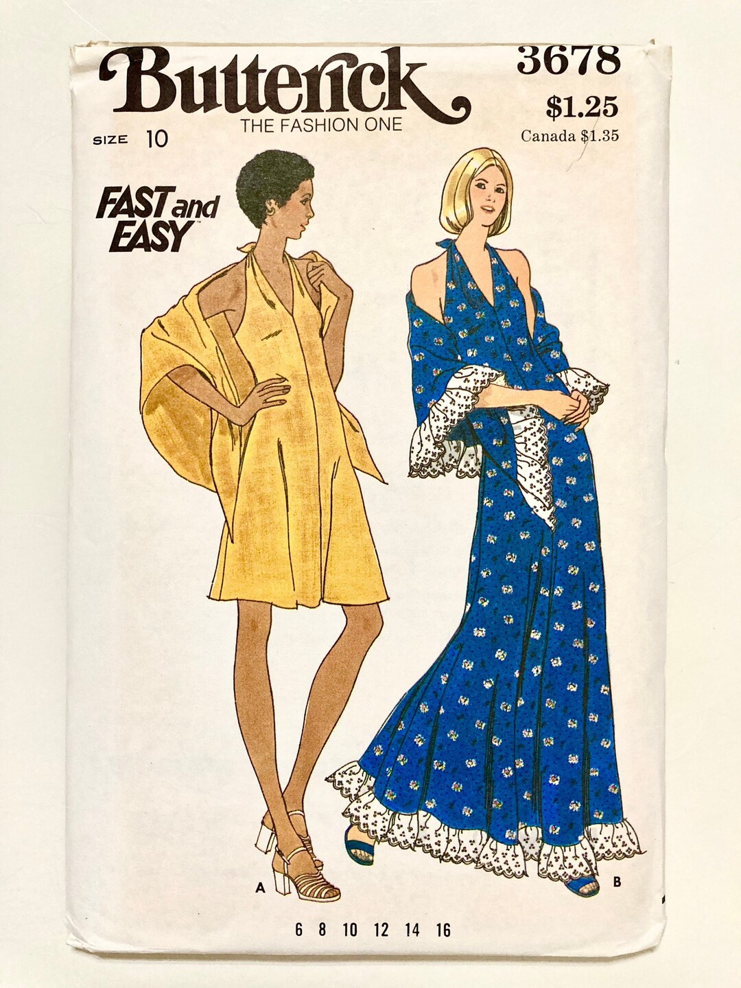Vintage Sewing Pattern for Halter Dress and Shawl Butterick 3678 Fast
