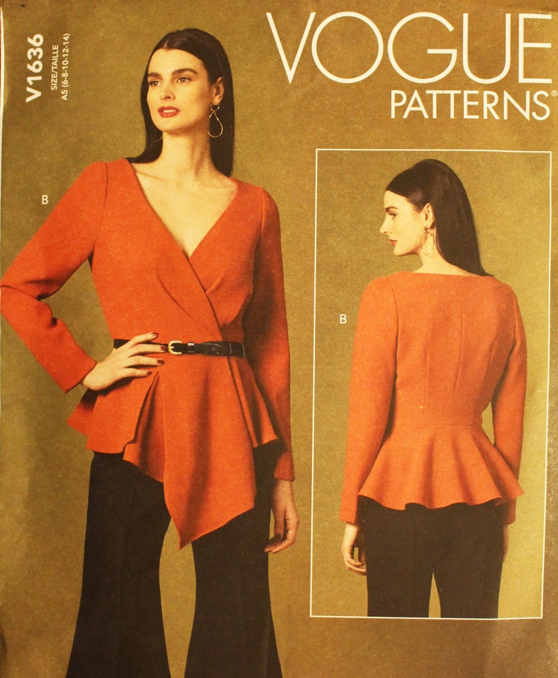 Vogue Sewing Pattern for Designerinspired Wrap Top Vogue Etsy
