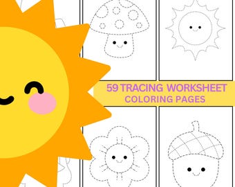 59 hojas de trabajo y páginas para colorear para niños con actividades de rastreo, imprimibles en PDF para descargar.
