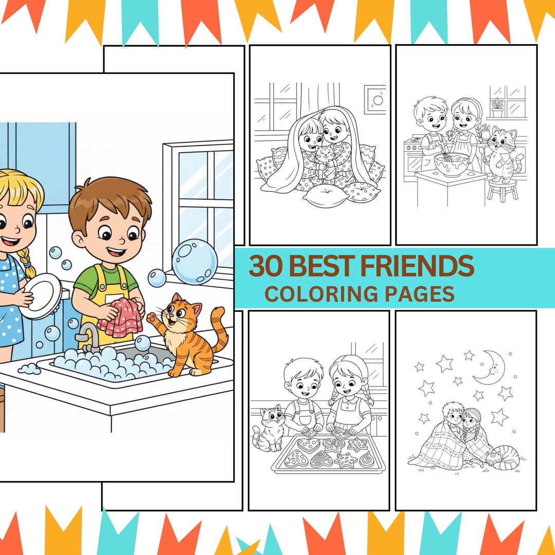 30 Best Friend Coloring Pages for Kids I Cute Boy, Girl, Cat Coloring ...
