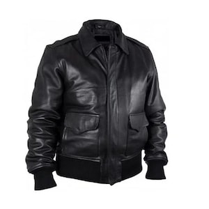 Military G1 Bomber RAF Aviator Cockpit Pilot WWII A2 Black Leather Jacket