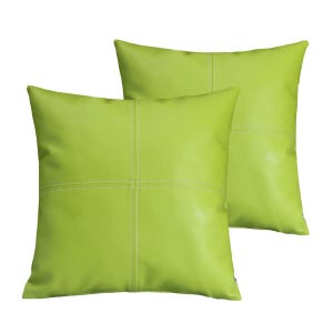 Green Faux Leather Pillow Cover | Throw Covers for Living Room | Square Cushion Cover Couch Decorative Pillow Cover