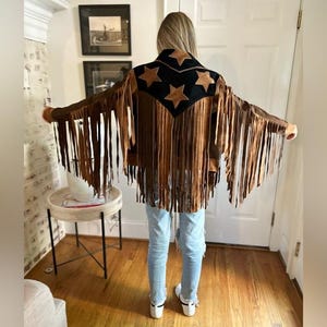 Braune Western Wear Wildleder Fransenjacke für Frauen, Cowgirl Boho Look Oberbekleidung, bestes Geschenk für sie