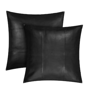 Cognac Leather Pillow Cover | Black Leather Pillow Lumbar | Real Leather Throw Pillow Covers | Luxury Leather Decor | Leather Pillowcase