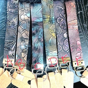 Floral Embossed Wristlet Strap, Key Fob