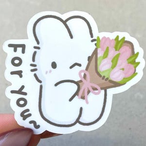 Sticker voor jou met tulpen | glanzend vinyl, gestanst