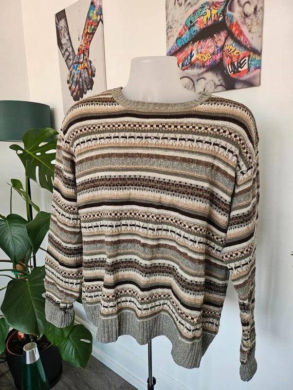 Marks & Spencer, Vintage Marks & Spencer Women’s Wool Blend Jumper Large Boxy Geometric Knit