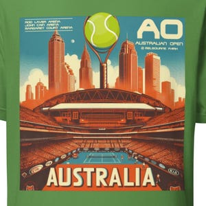 Australian Open Tennis Tee Shirt, AO Retro Shirt for Players & Fans, Melbourne Grand Slam, Tennis Lover Gift, Match Day Court Vibes - (TN05)