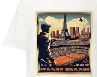 Camiseta del Abierto de Francia de Roland Garros / Camiseta vintage de tenis de París para cancha de arcilla.
