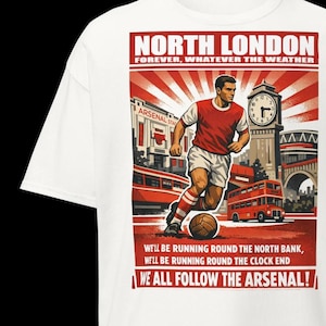 Camiseta vintage del Arsenal, ropa retro para aficionados al fútbol de los Gunners, camiseta de fútbol del norte de Londres