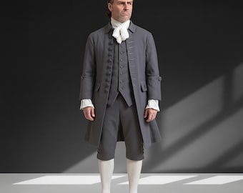 Grey Men’s Victorian Regency Tailcoat – Historical Gentleman’s Coat – 18th/19th Century Inspired Fashion