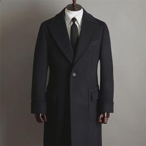 Men’s Black Long Coat Classic Wool Overcoat Winter Men’s Trench Minimalist Men Outerwear Formal