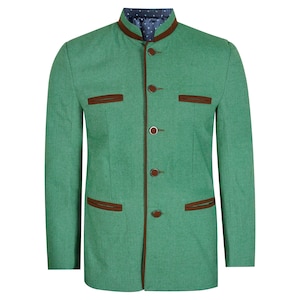 Men’s Green Trachten Jacket Tyrolean Blazer Oktoberfest Costume Traditional Austrian Folk Jacket German Bavarian Alpen Jacket Size S to 3XL