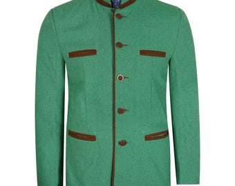 Men’s Green Trachten Jacket Tyrolean Blazer Oktoberfest Costume Traditional Austrian Folk Jacket German Bavarian Alpen Jacket Size S to 3XL