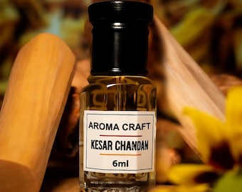 Kesar Chandan Attar | Saffraan- en sandelhoutparfumolie | Alcoholvrije roll-on | Natuurlijke geur | Langdurig | Cadeau voor hem en haar