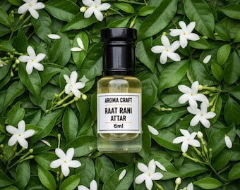 Raat Rani Attar / Aceite de perfume floral natural / Aroma a jazmín nocturno / Sin alcohol / Regalo para él y para ella