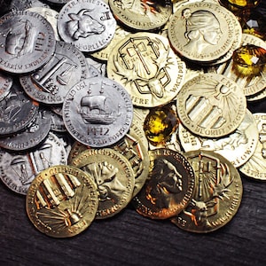 The SuperSack, set of 65 hand-polished metal coins + gems
