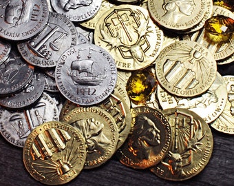 The SuperSack, set of 65 hand-polished metal coins + gems