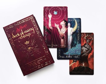 Arthur's Deck of Many Things, DnD 5e compatible RPG cards, TTRPG gold foil gilded with magnetic box, D&D DM Dungeon Master accessories