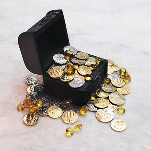 LOOT Chest, solid iron and brass metal DnD coins and RPG treasure