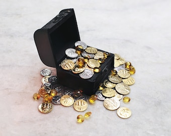 LOOT Chest, solid iron and brass metal DnD coins and RPG treasure