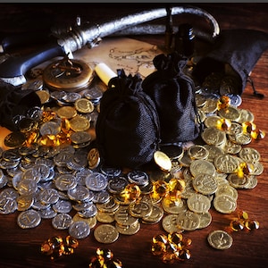 The Party&#39;s Plunder, set of 260 hand-polished metal coins + gems