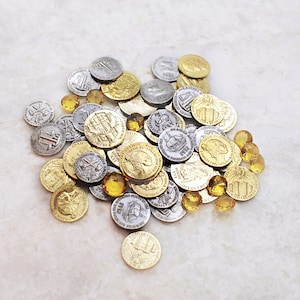 The SuperSack, set of 65 hand-polished metal coins + gems