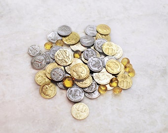 The SuperSack, set of 65 hand-polished metal coins + gems