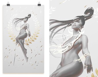 Victor: Tarot poster print, Ephemere art pinup with 3D GOLD foil printing