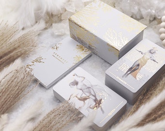 Ephemere Tarot, white and gold classical baroque and art nouveau inspired deck, human-hand painted
