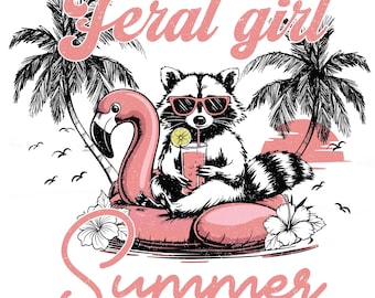 Feral Girl Summer PNG, Funny Raccoon PNG, Feral Raccoon Meme PNG, Cowgirl Raccoon Png, Beach  Png, Funny raccoon Png, Country Girl Png