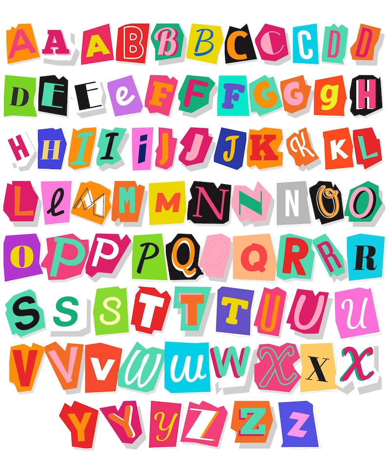 Magazine Letter Ransom Note Ransom Alphabet Png Bundle, Ransom Letters Png, Magazine Scrapbook ...