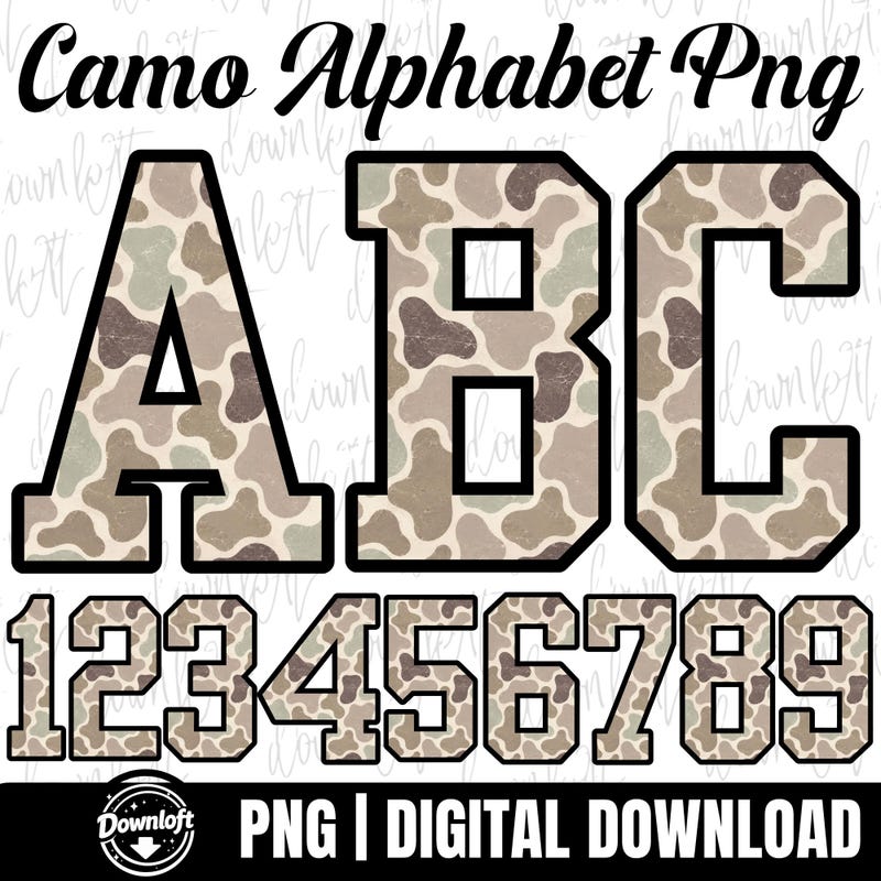 Camo Distressed Png Letters - Etsy