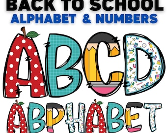 Back To School Doodle Alphabet Bundle (PNG Digital Download
