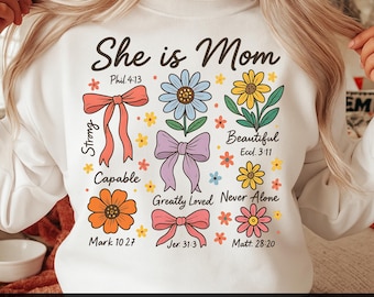 She Is Mom PNG: Christian Bible Verse Design (Digital Download)