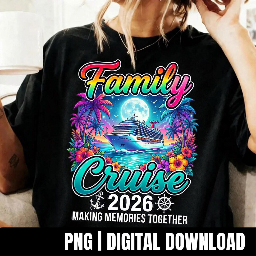 Family Cruise 2026 PNG Tropical Cruise Shirt Design Making Memories ...