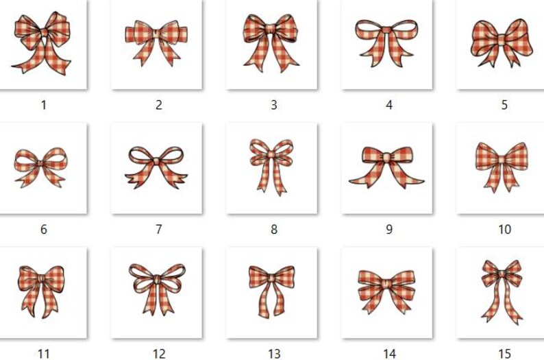 Pode incluir: Uma cole&ccedil;&atilde;o de quinze ilustra&ccedil;&otilde;es de la&ccedil;os em v&aacute;rios estilos. Cada la&ccedil;o apresenta um padr&atilde;o xadrez vermelho e marrom. Os la&ccedil;os s&atilde;o exibidos em um fundo branco, oferecendo uma apresenta&ccedil;&atilde;o limpa e simples.