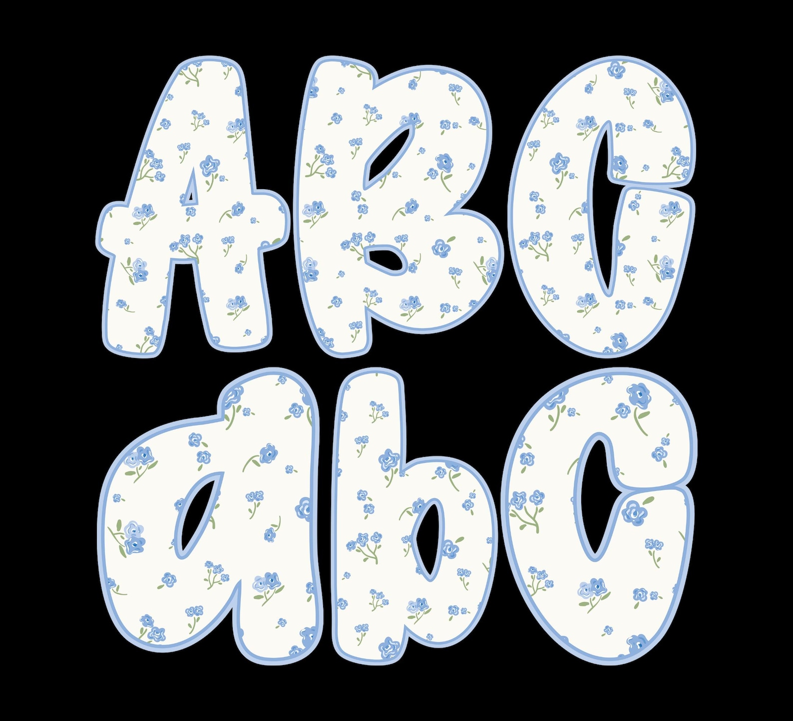 Grandmillennial Floral Mix Bow Alphabet Png, Upper Lowercase Letters ...