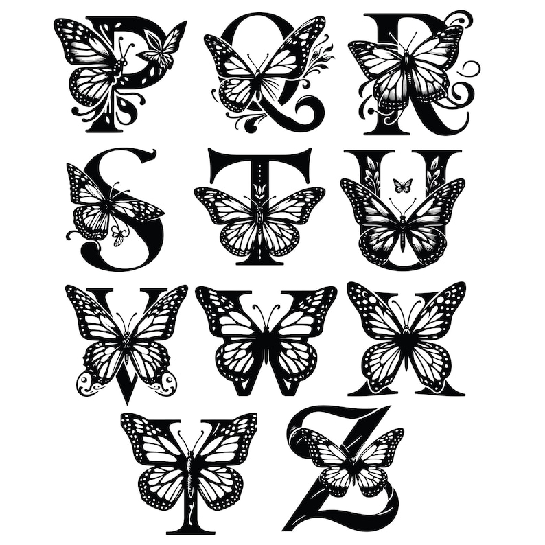Butterfly Alphabet Monogram PNG: Font Letters, Digital Download - Etsy