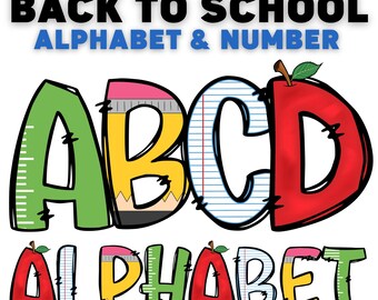 Back To School Doodle Alphabet Bundle (PNG Digital Download