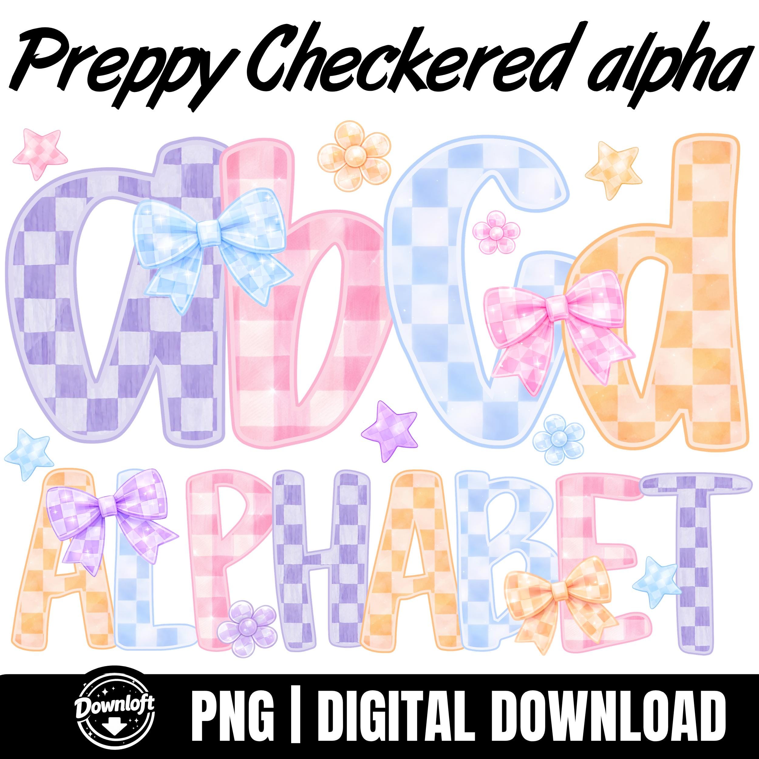 Preppy Checkered Alphabet PNG, Coquette Checkered Alpha, Coquette Bow ...